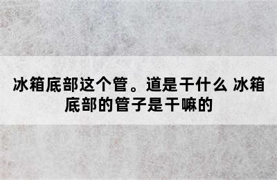 冰箱底部这个管。道是干什么 冰箱底部的管子是干嘛的